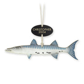 Personalized Barracuda Fish Christmas Ornament on 1/8 inch birch wood