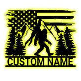 Personalized Bigfoot Metal Wall Art with LED Light 8 inch size