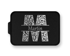 Red personalized engraved cake pan with secure lid