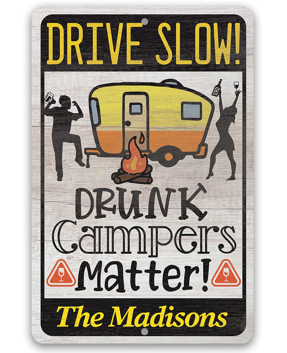 Personalized camping sign 8x12 aluminum indoor outdoor epoxy ink