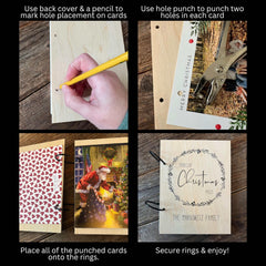 Wedding shower card holder with pre-drilled holes and rings