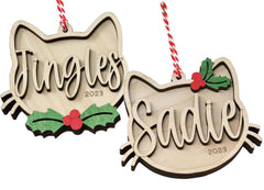 Personalized Cat Christmas Ornament 2025 wooden keepsake