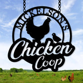 Personalized Chicken Coop Metal Sign with Chicken Hens Farm Monogram