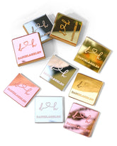 Personalized chocolate squares label tag in mirror acrylic
