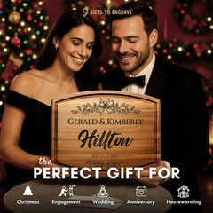 Personalized Christmas Gifts for Couples cutting board close up
