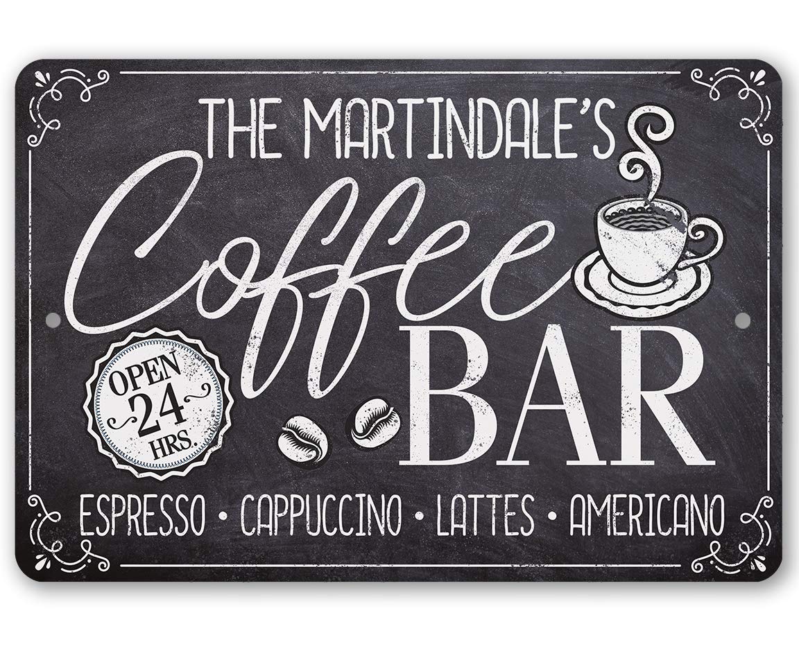 Personalized coffee bar sign product image showing 8x12 size