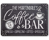 Personalized coffee bar sign product image showing 8x12 size