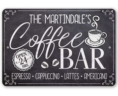 Personalized coffee bar sign product image showing 8x12 size