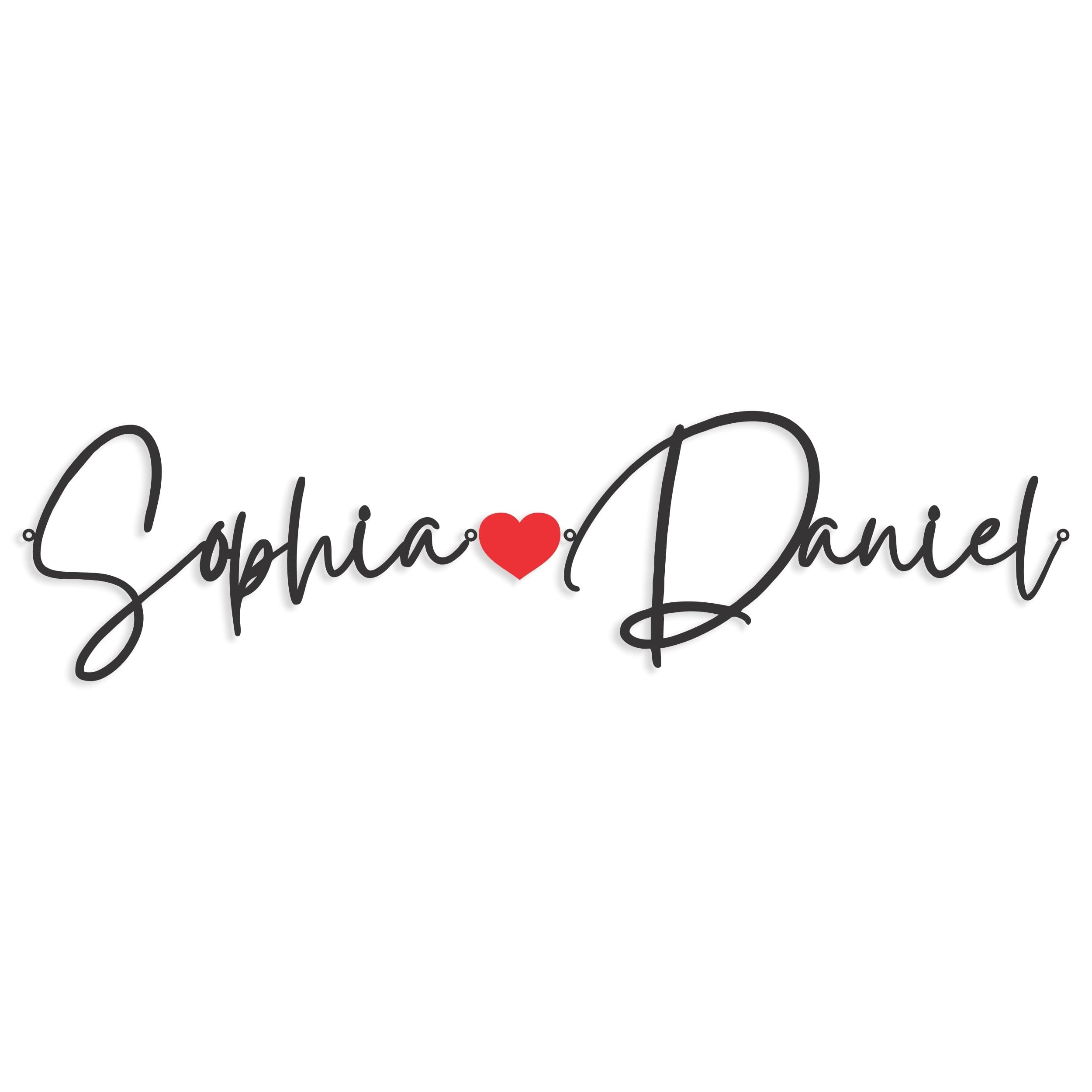 Personalized couple names heart metal sign layout with two names