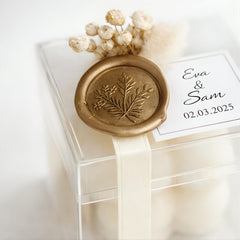 Personalized name and date label on candle