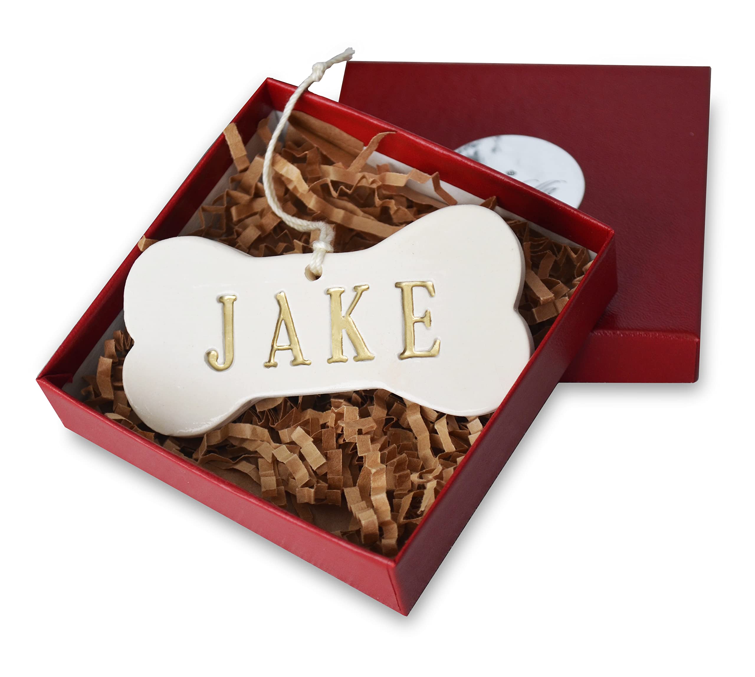 Personalized dog Christmas ornament hand stamped with name