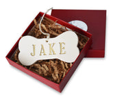 Personalized dog Christmas ornament hand stamped with name