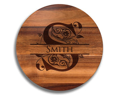 Personalized Engraved Acacia Wood Lazy Susan 18 inch diameter