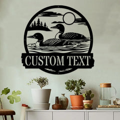 Personalized family name loon sign for lake house
