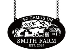 Personalized family name metal signs front view