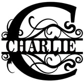 Personalized Family Name Sign metal monogram on wall