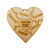 Heart-shaped puzzle ornament crafted from natural birch wood