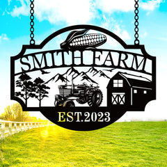 Personalized Farmhouse Farm Sign in metal suitable for outdoor decor