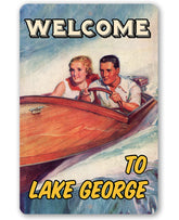Personalized Fast Boat Vintage aluminum sign with lake name