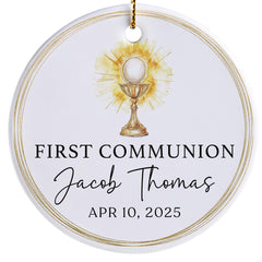 Personalized first communion ornament boy name date