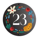 Personalized Flower Framed Metal Address Sign with customizable font and color options