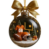 Personalized Football Transparent Ornament front view