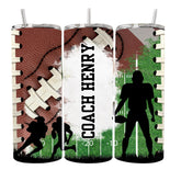 Personalized football tumbler 20oz for coaches and players