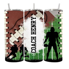 Personalized football tumbler 20oz for coaches and players