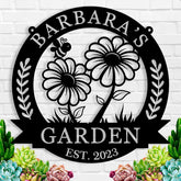 Personalized garden sign in a garden setting
