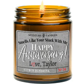 Personalized Gift for Anniversary candle in 9 oz amber jar