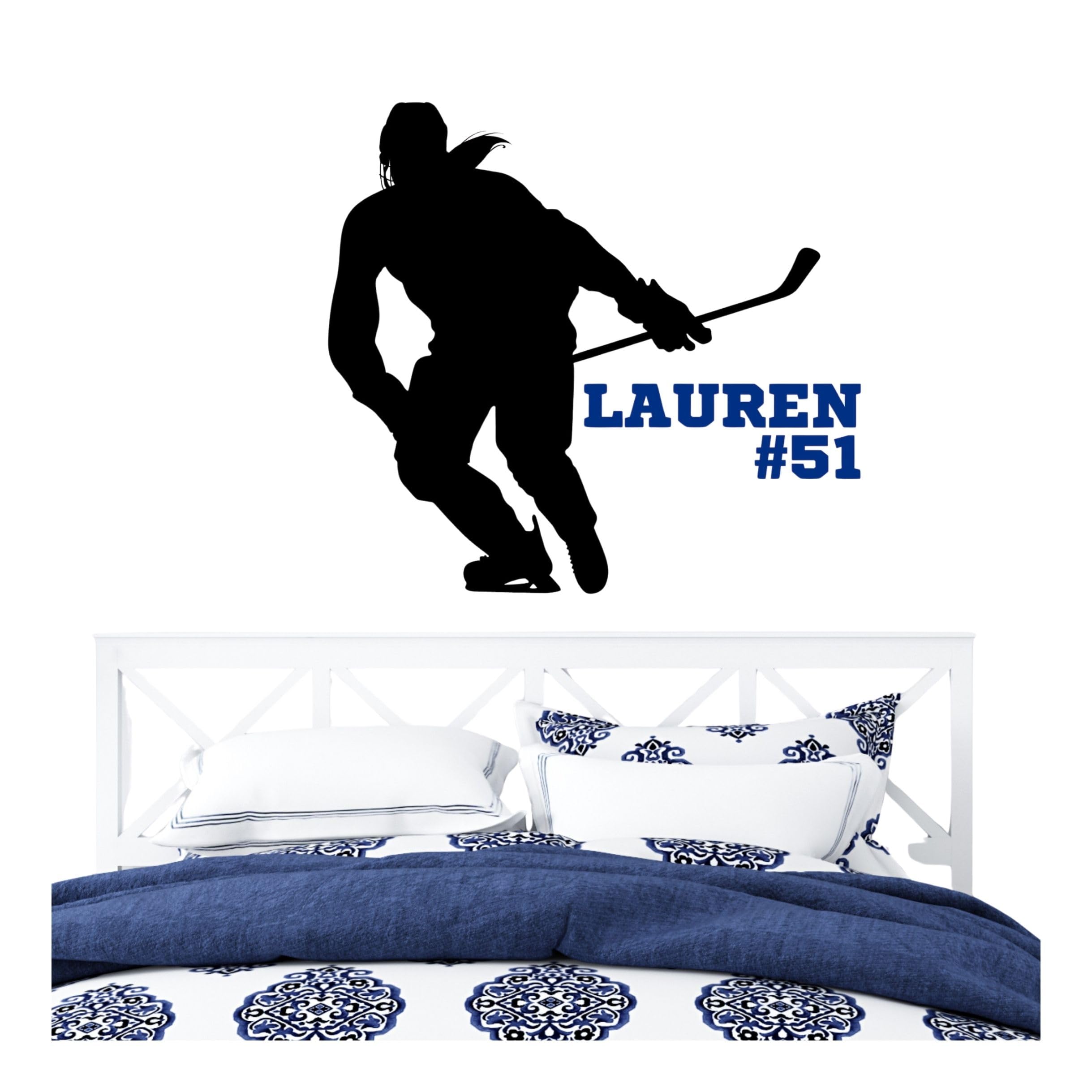 Personalized girls hockey wall decal silhouette with name