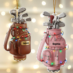 Golf dad ornament with custom name in acrylic finish
