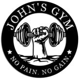 Personalized gym metal sign for home or business environments