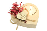 Personalized heart shaped candle holder with dried flowers