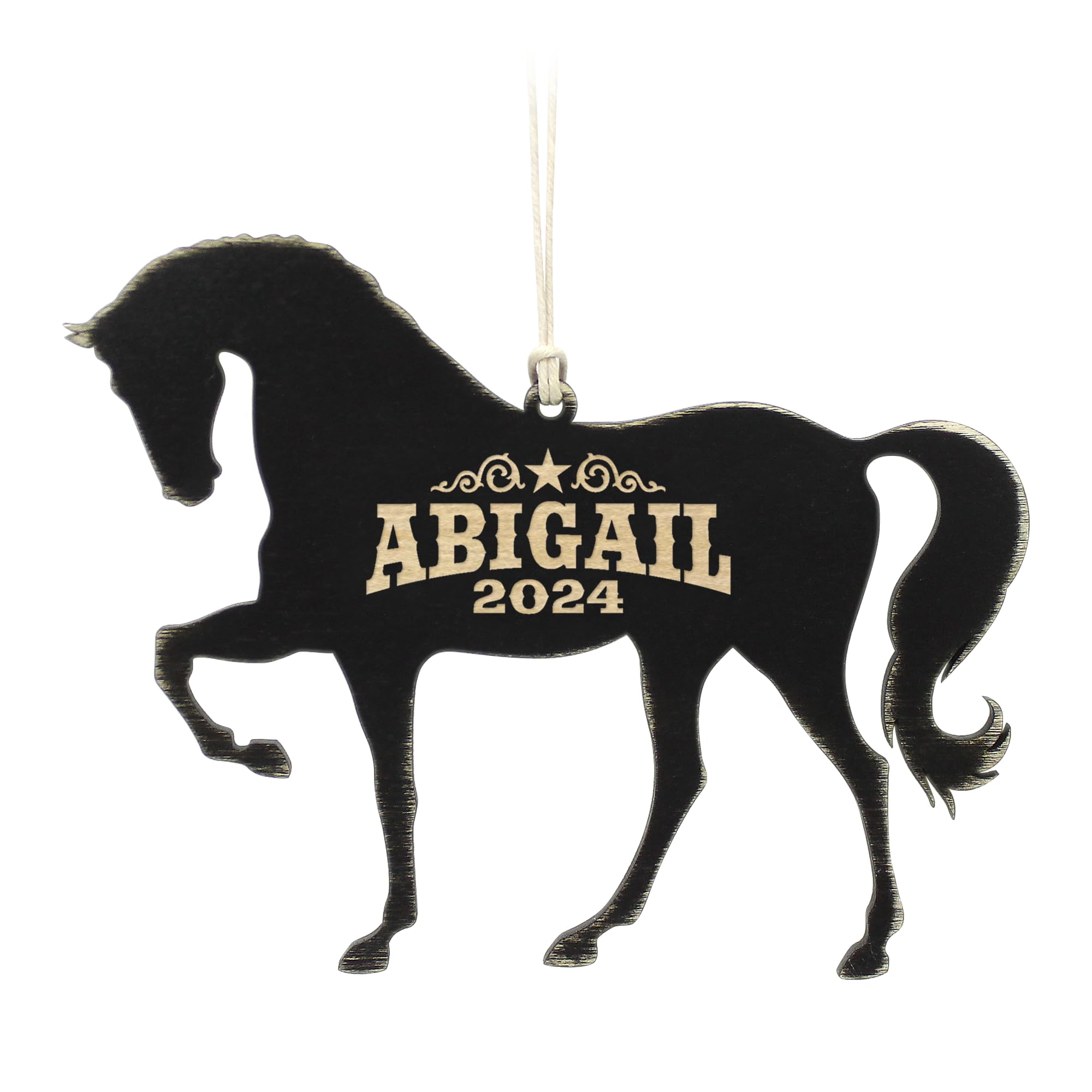 Personalized horse Christmas ornament walking style on birch wood
