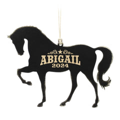 Personalized horse Christmas ornament walking style on birch wood