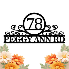Front view of personalized house number sign for outdoor wall art