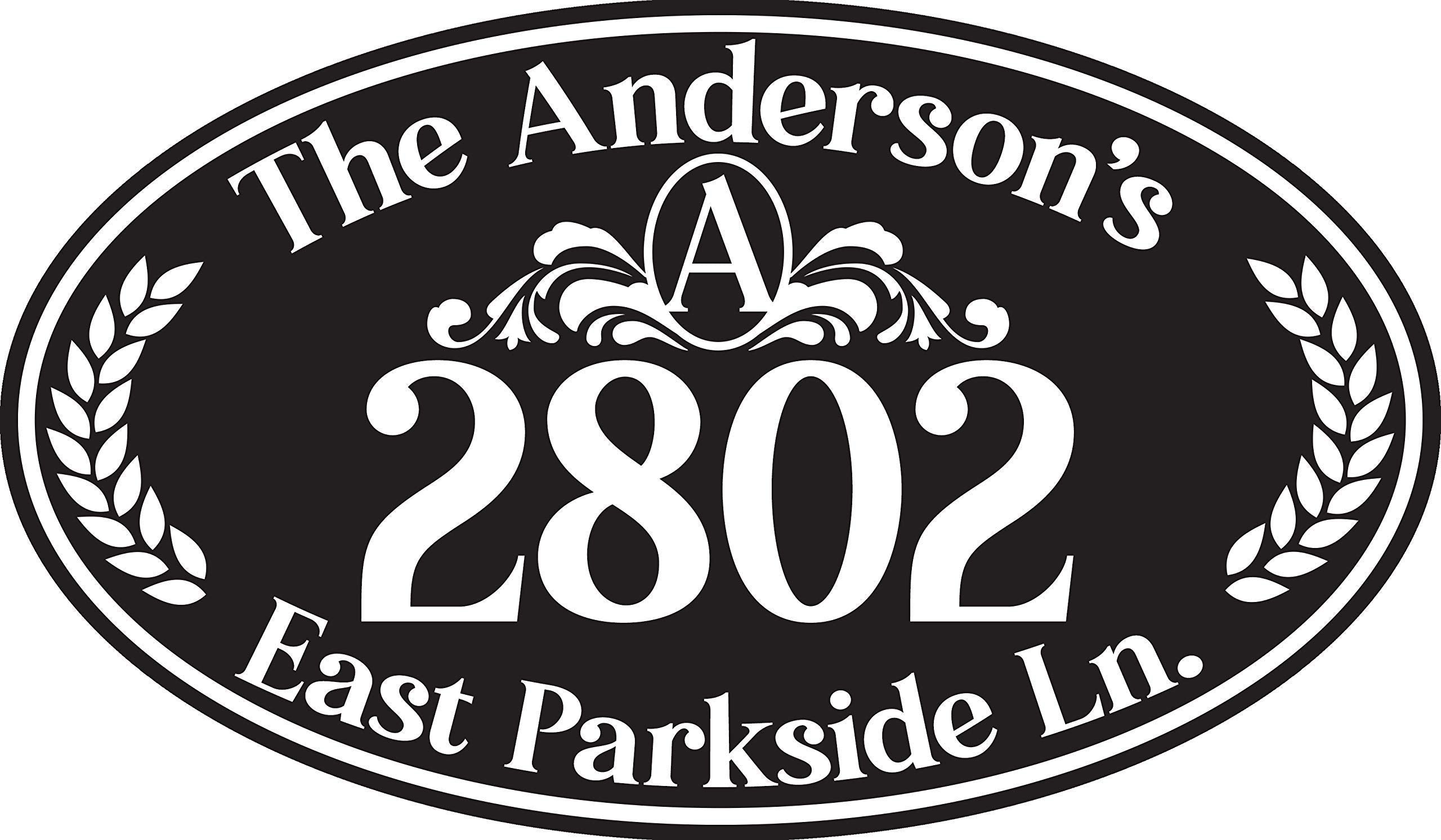 oval personalized house number sign aluminum 12x7