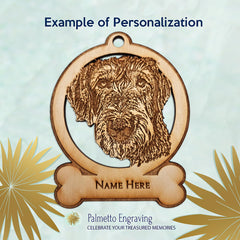 Personalized Irish Wolfhound ornament close-up