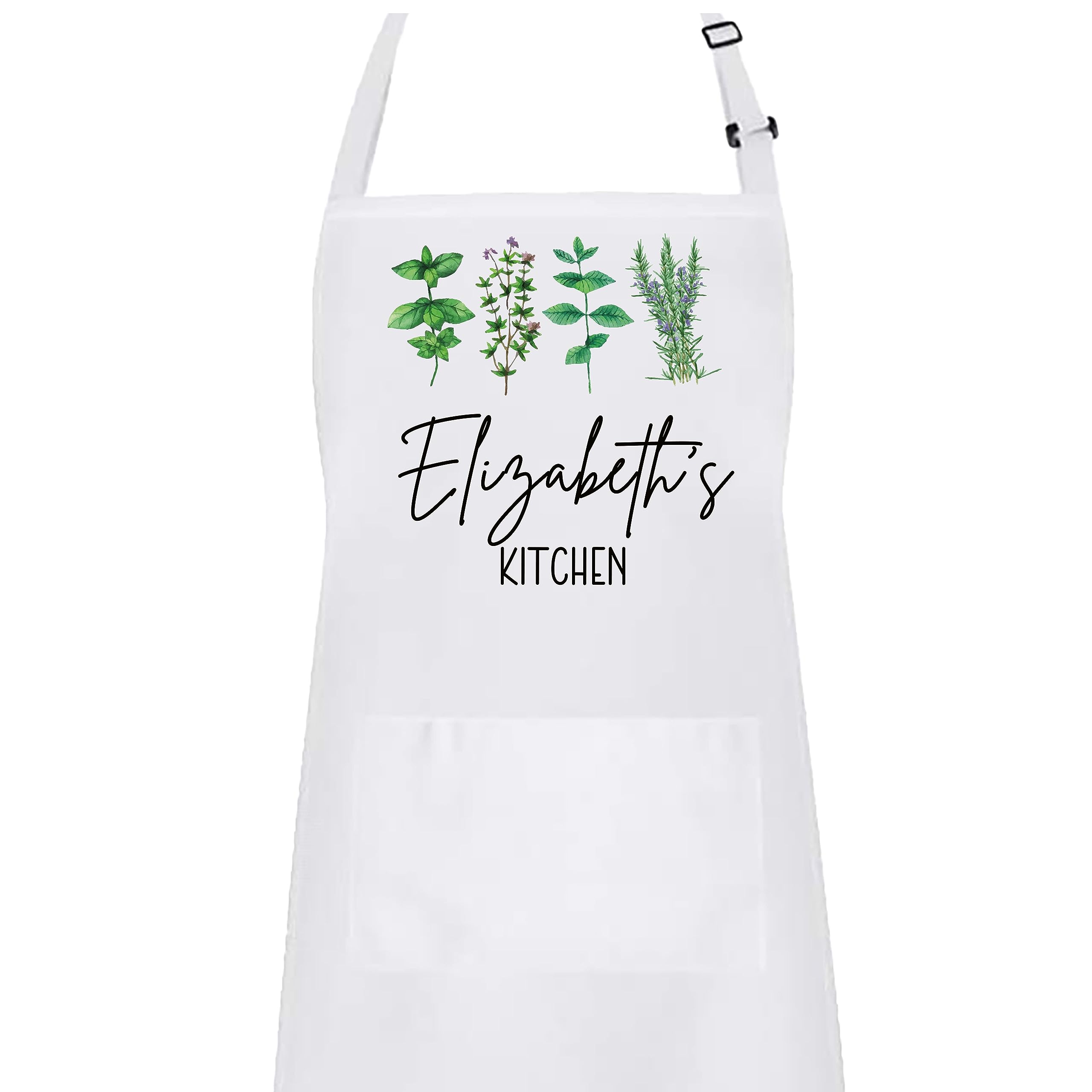 Personalized Kitchen Chef apron with Herbs front view