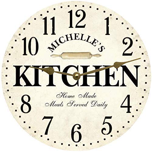 Personalized kitchen wall clock in white