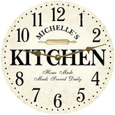 Personalized kitchen wall clock in white