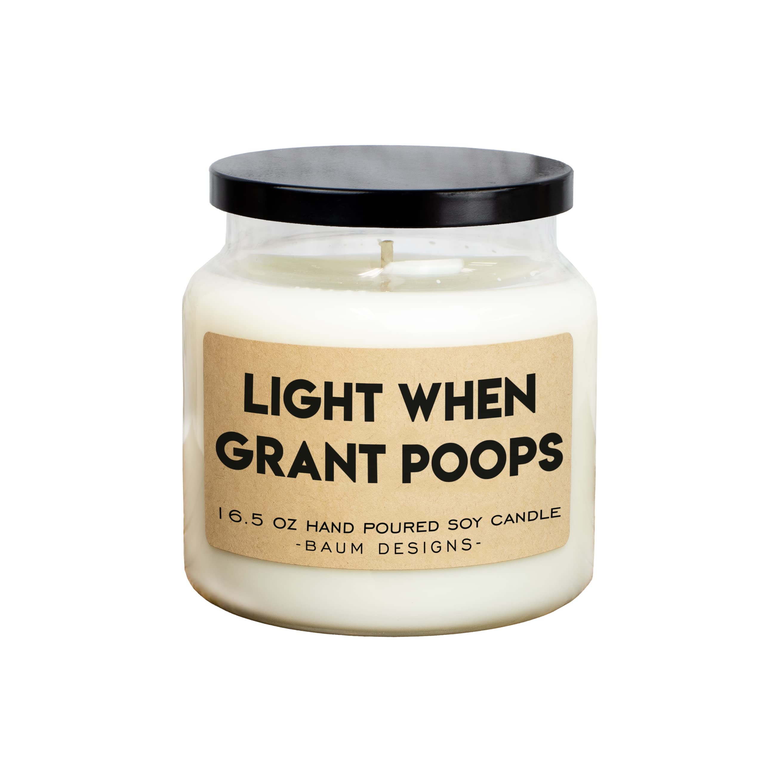 Personalized Light When Name Poops Soy Candle 16.5 oz hand poured USA