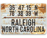 Personalized map coordinates sign with name
