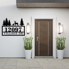 Outdoor address sign mounted on fence or post with screws included