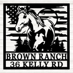 Personalized metal farm sign with house number for outdoor use