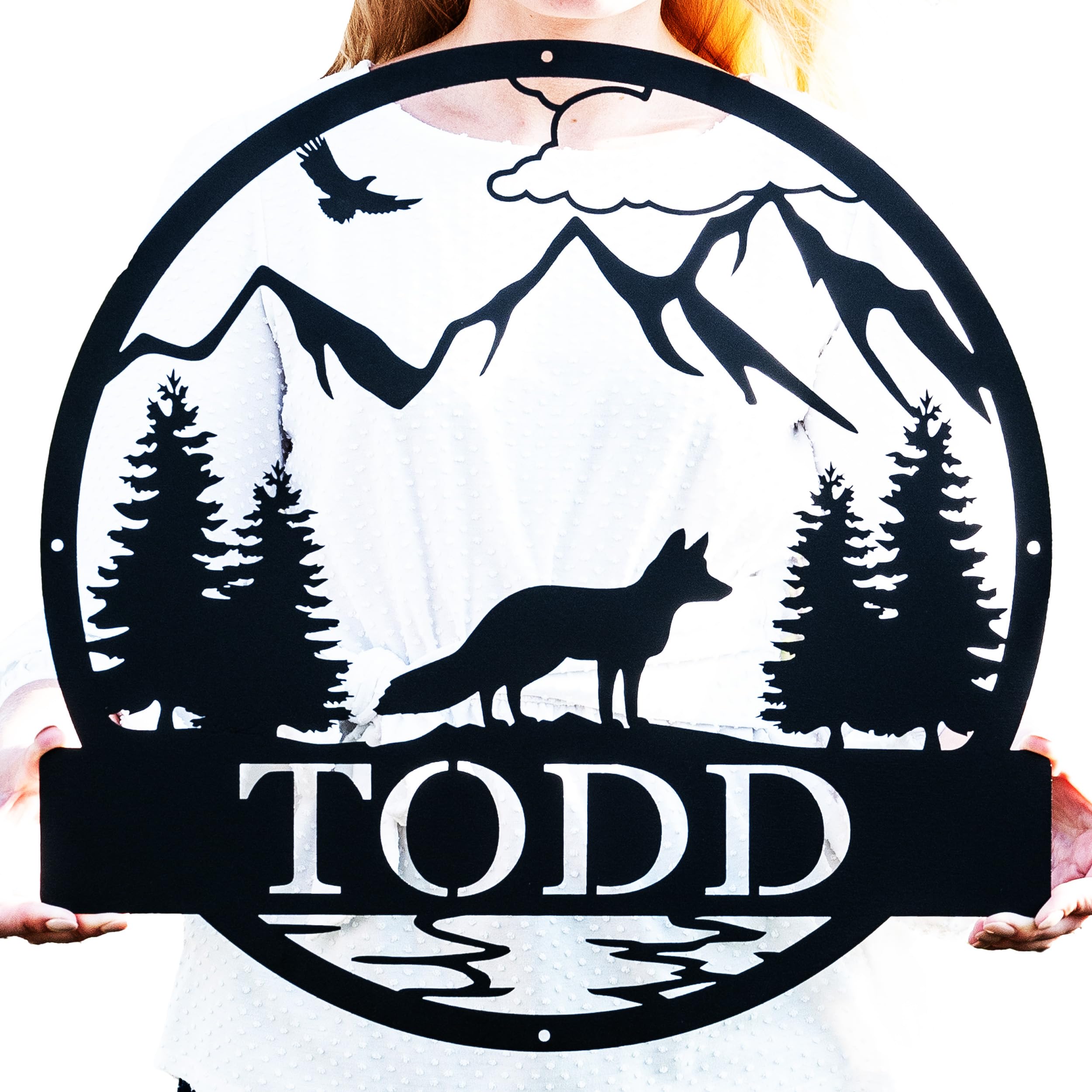 Personalized Metal Fox Plaque outdoor sign wall decor