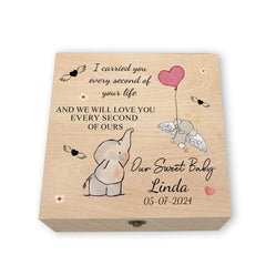 Personalized miscarriage memory box elephant motif