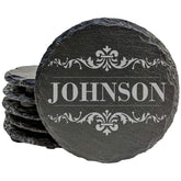 Personalized Monogram Family Coasters round slate set of 6
