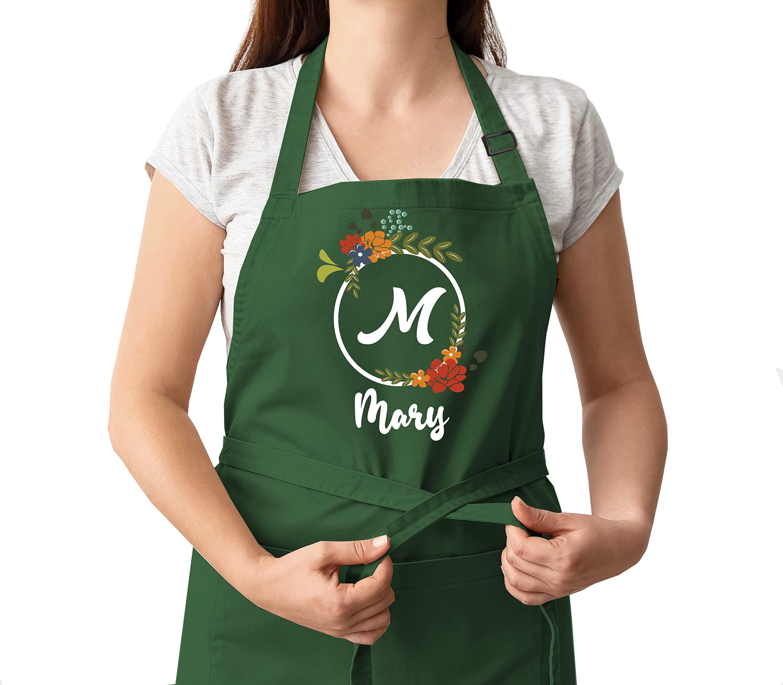 Personalized monogrammed apron for women with pockets